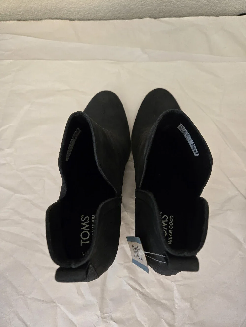 Toms Womens Sz 11 Eliza Black Nuback Leather Boots Double 